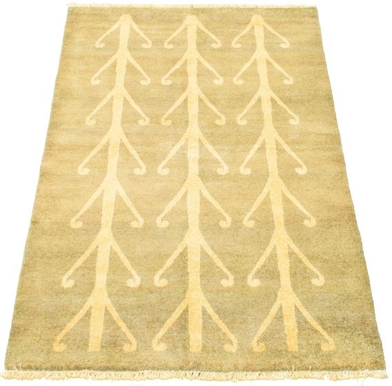Pakistani Peshawar Ziegler 4'2" x 5'10" Hand-knotted Wool Rug 