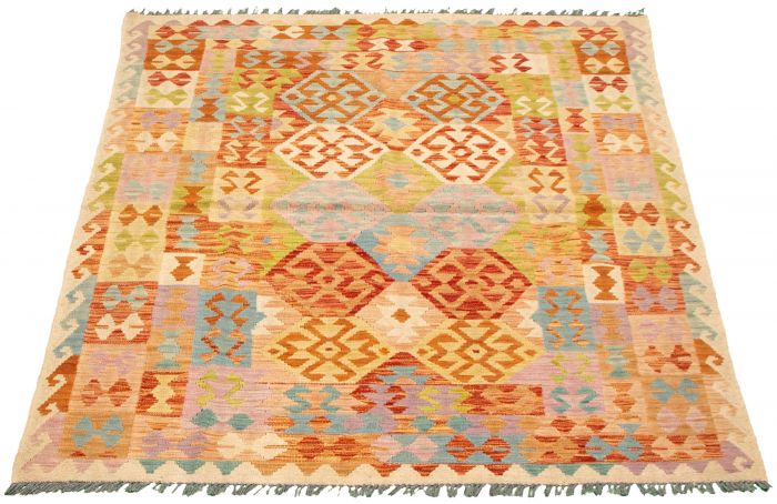 Turkish Sivas 4'11" x 6'8" Flat-Weave Wool Kilim 