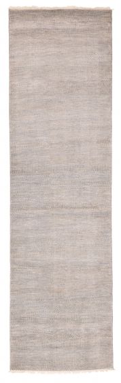 Indian Finest Silk Shadow 3'0" x 11'0" Hand-knotted Viscose & Wool Runner Rug 