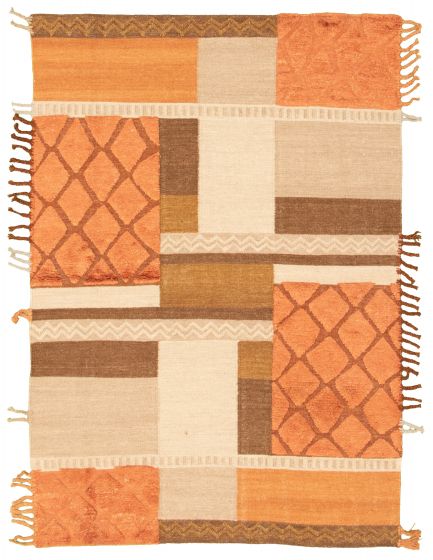 Turkish Ankara FW 5'1" x 7'7" Flat-Weave Viscose, Wool Kilim 