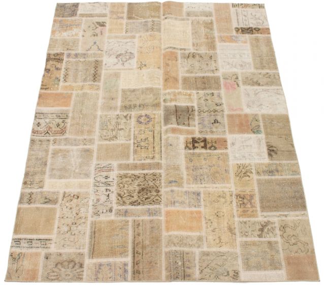Turkish Vintage Anatolia Patch 5'8" x 7'10" Hand-knotted Wool Rug 