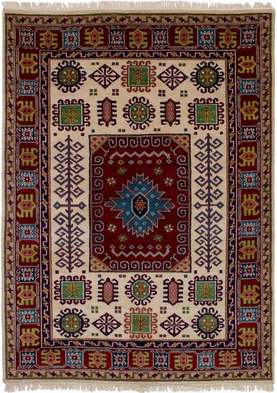 Indian Finest Kazak 5'7" x 7'10" Hand-knotted Wool Rug 