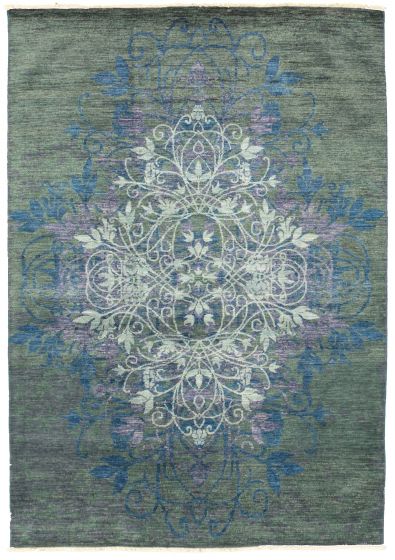 Pakistani Lahore Finest Collection 6'1" x 8'8" Hand-knotted Wool Rug 
