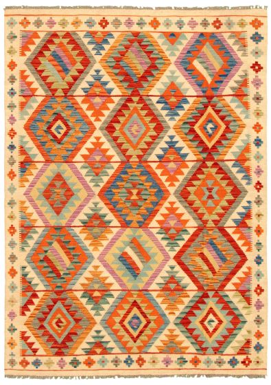 Turkish Sivas 4'10" x 6'10" Flat-Weave Wool Kilim 