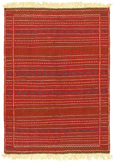 Turkish Ottoman Kashkoli 3'7" x 4'11" Flat-Weave Wool Tapestry Kilim 