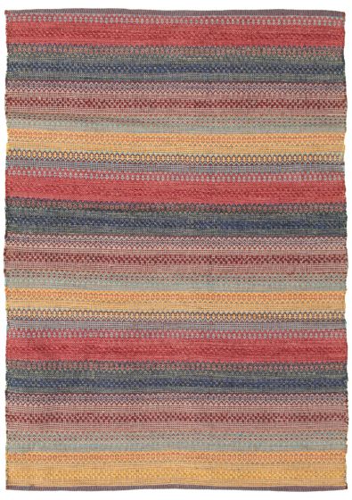 Turkish Bold and Colorful 4'0" x 5'9" Flat-Weave Wool Kilim 