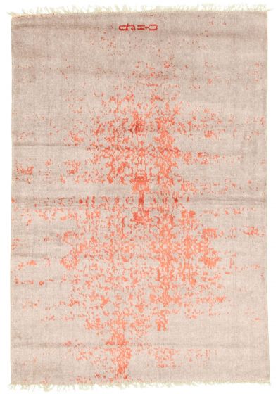 Indian La Seda 3'11" x 5'9" Hand-knotted Silk, Wool Rug 
