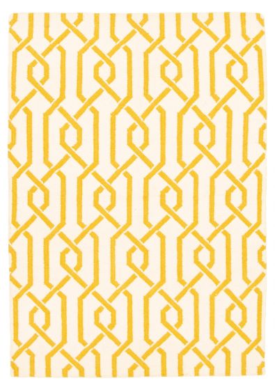 Indian Marrakech 4'7" x 6'7" Flat-Weave Wool Kilim 