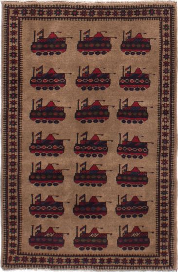 Afghan Rare War 2'11" x 4'6" Hand-knotted Wool Rug 