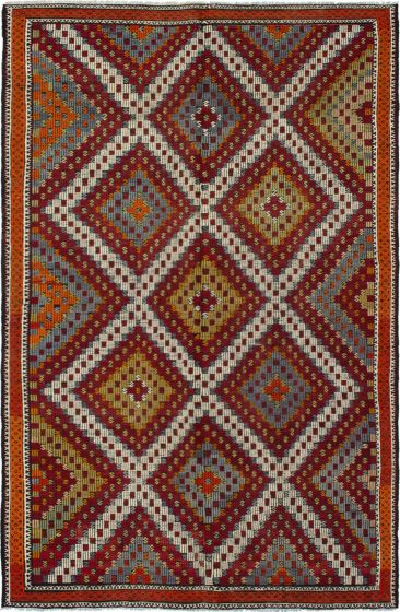 Turkish Yoruk 6'2" x 10'4" Flat-Weave Wool Tapestry Kilim 