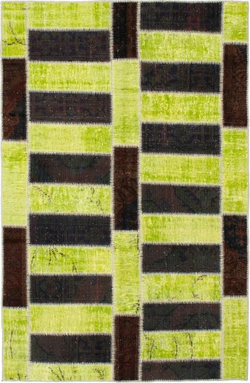 Turkish Color Transition Patchwork 4'10" x 7'7" Hand-knotted Wool Rug 
