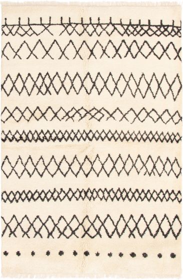 Indian Arlequin 6'3" x 9'4" Hand-knotted Wool Rug 