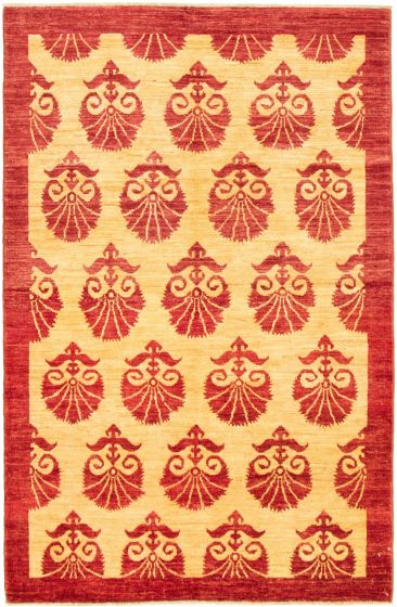 Pakistani Peshawar Ziegler 4'1" x 6'4" Hand-knotted Wool Rug 