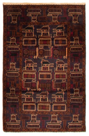 Afghan Rare War 3'0" x 4'8" Hand-knotted Wool Rug 