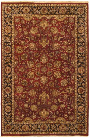 Indian Jamshidpour 6'1" x 9'2" Hand-knotted Wool Dark Red Rug - Closeout