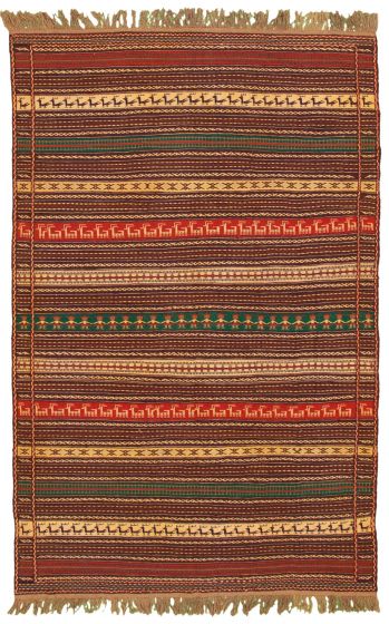 Turkish Ottoman Kashkoli 6'7" x 10'2" Flat-Weave Wool Tapestry Kilim 