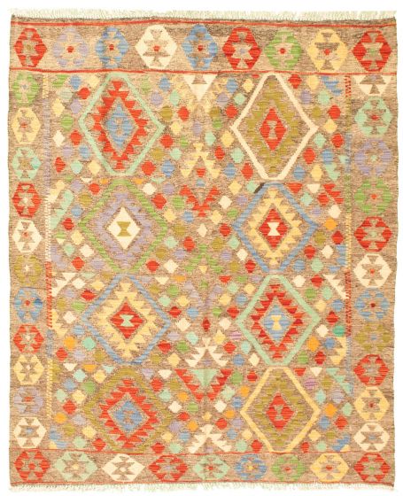 Turkish Sivas 5'0" x 6'1" Flat-Weave Wool Kilim 