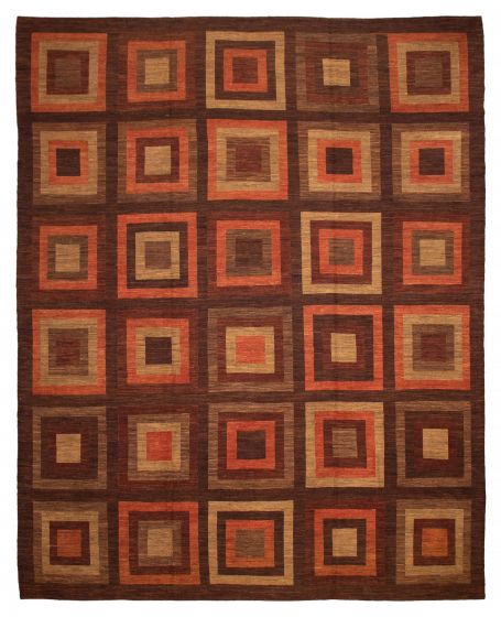 Pakistani Lahor Finest 13'7" x 16'4" Flat-Weave Wool Tapestry Kilim 