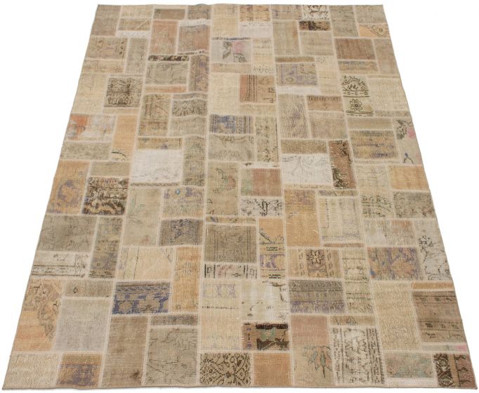 Turkish Vintage Anatolia Patch 7'2" x 9'9" Hand-knotted Wool Rug 