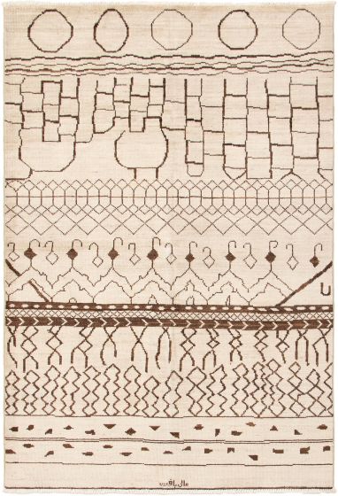 Indian Tangier 6'1" x 8'10" Hand-knotted Wool Rug 