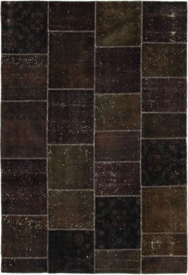 Turkish Color Transition Patchwork 6'10" x 10'1" Hand-knotted Wool Rug 