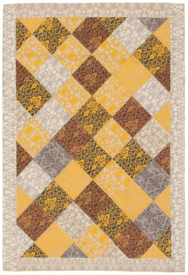 Indian Collage 4'9" x 6'9" Handmade Chenille Rug 
