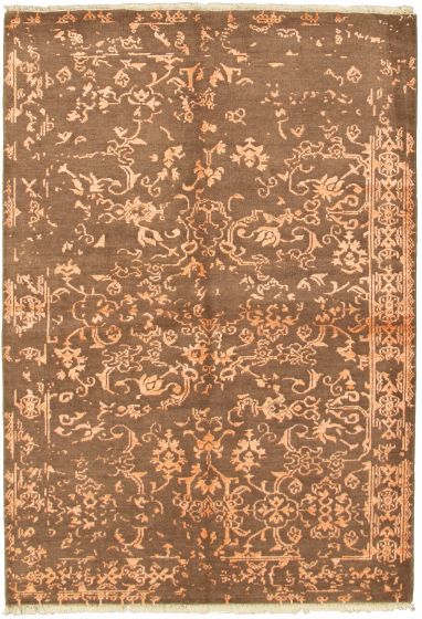 Indian La Seda 5'5" x 7'10" Hand-knotted Wool & Silk Rug 