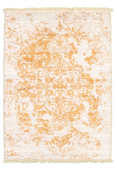 Indian La Seda 4'1" x 5'9" Hand-knotted Silk Rug 