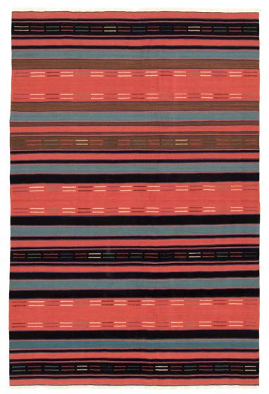 Turkish Boho 6'0" x 9'0" Flat-Weave Wool Kilim 