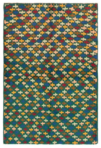 Afghan Baluch 3'10" x 5'11" Hand-knotted Wool Dark Green Rug
