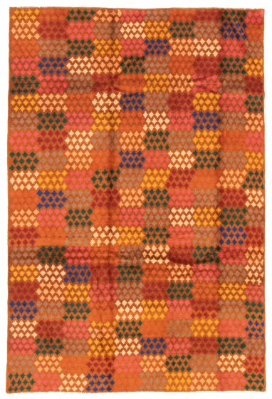 Afghan Baluch 6'8" x 9'11" Hand-knotted Wool Burnt Orange Rug