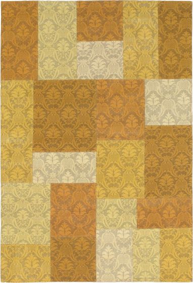 Indian Collage 4'1" x 6'0" Flat-Weave Viscose Dhurrie 