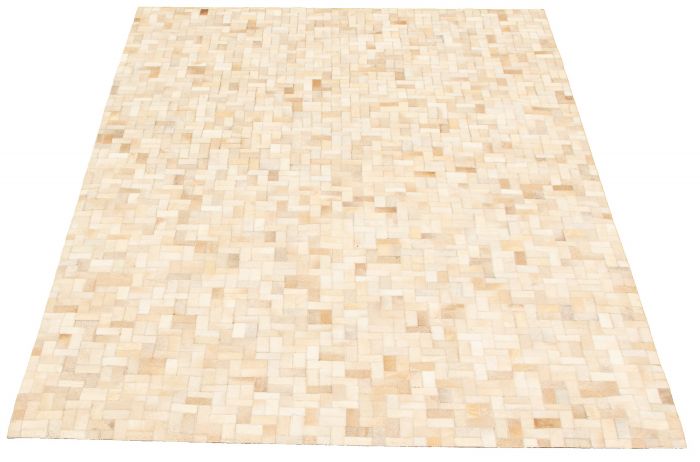 Argentina Cowhide Patchwork 5'2" x 8'3" Handmade Leather Rug 