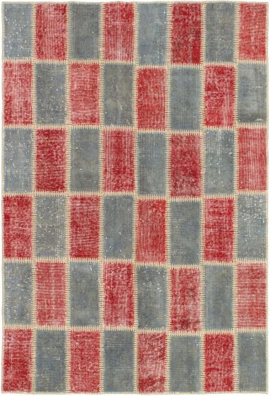 Turkish Color Transition Patchwork 4'3" x 6'4" Hand-knotted Wool Rug 