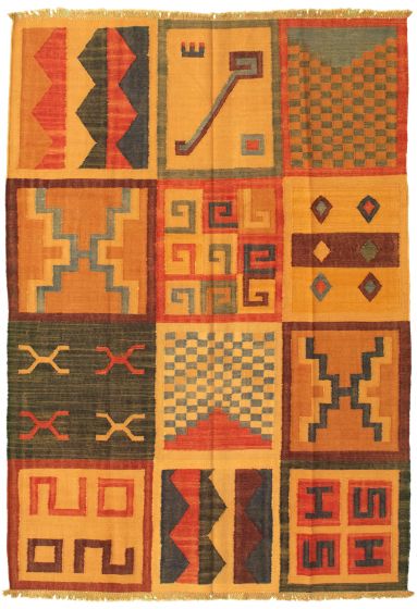 Turkish Sundance 5'0" x 7'1" Flat-Weave Wool Kilim 