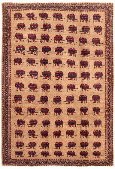 Afghan Rare War 6'7" x 9'3" Hand-knotted Wool Rug 