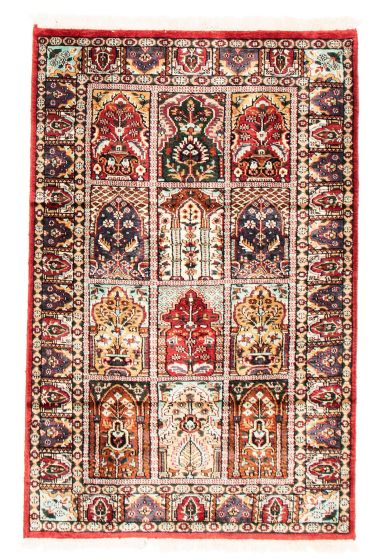 Indian Kashmir 3'8" x 6'0" Hand-knotted Silk Rug 