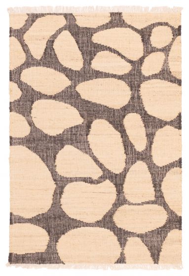 Indian Palas Denizli 4'1" x 6'1" Flat-Weave Jute Kilim 