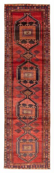 Persian Style 3'6" x 13'1" Hand-knotted Wool Runner Rug 