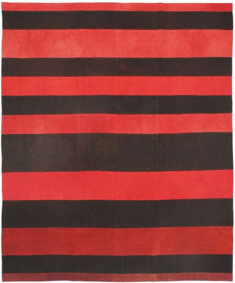 Turkish Bohemian 8'2" x 9'10" Flat-weave Wool Black Kilim - Closeout