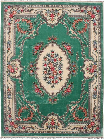 Chinese Aubousson Harrir 8'11" x 11'11" Hand-knotted Silk Rug 