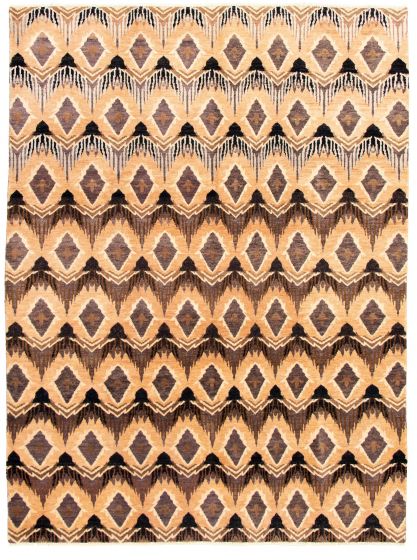 Indian Ikat Royale 8'8" x 11'6" Hand-knotted Wool Rug 