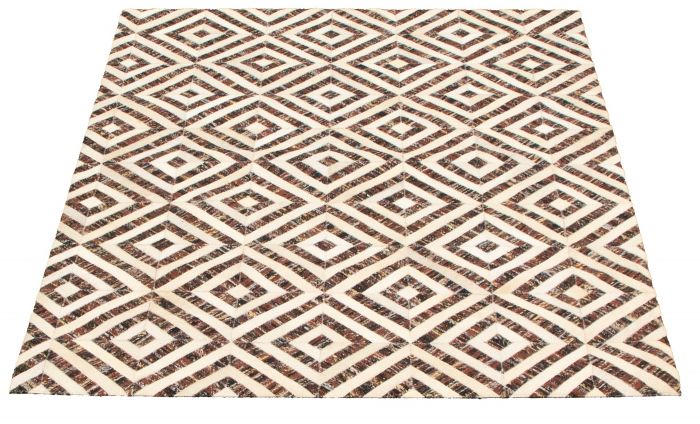 Argentina Cowhide Patchwork 4'8" x 6'3" Handmade Hemp, Jute & Leather Rug 