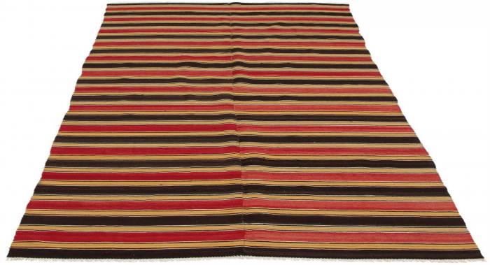 Turkish Boho 4'8" x 10'5" Flat-Weave Wool Kilim 