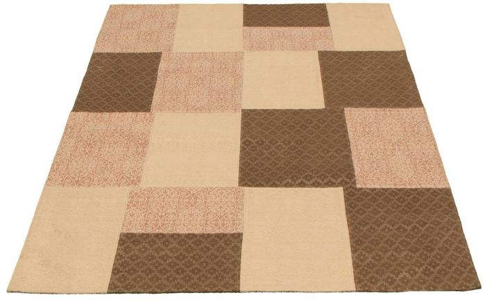 Indian Collage 4'8" x 6'6" Handmade Chenille Rug 