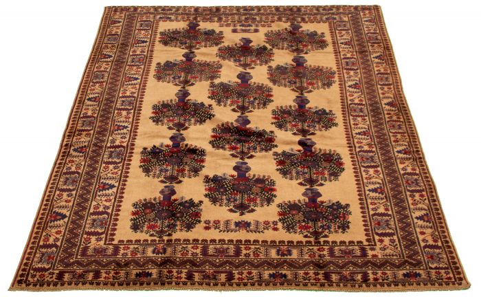 Afghan Rizbaft 6'10" x 9'3" Hand-knotted Wool Rug 