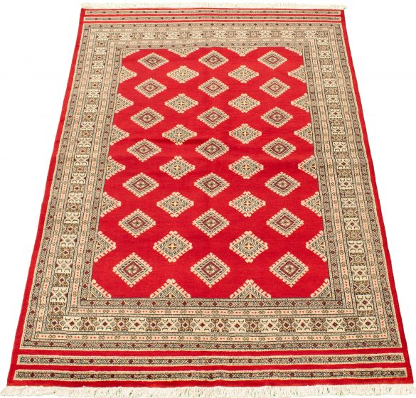 Pakistani Finest Peshawar Bokhara 5'7" x 8'4" Hand-knotted Wool Rug 