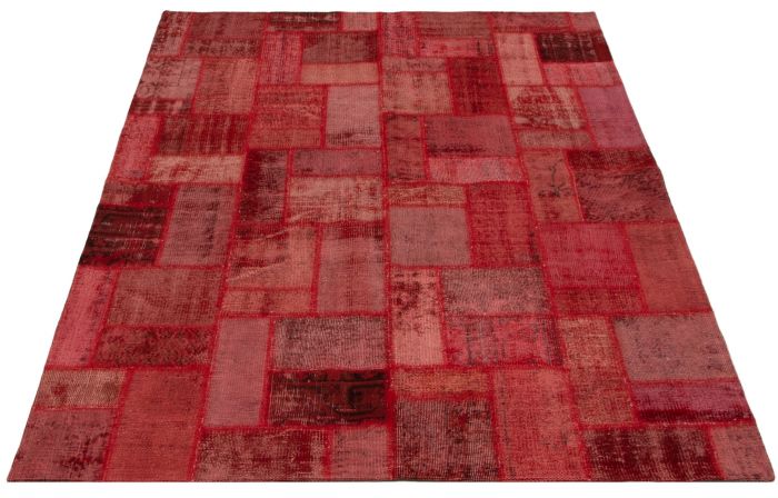 Turkish Color Transition Patchwork 5'7" x 7'7" Hand-knotted Wool Rug 