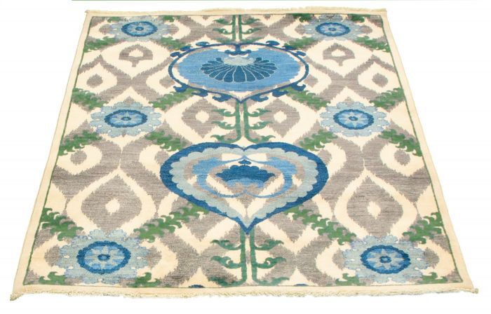 Pakistani Lahore Finest Collection 4'2" x 6'1" Hand-knotted Wool Rug 