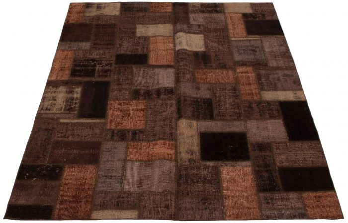 Turkish Color Transition Patchwork 5'7" x 7'9" Hand-knotted Wool Rug 
